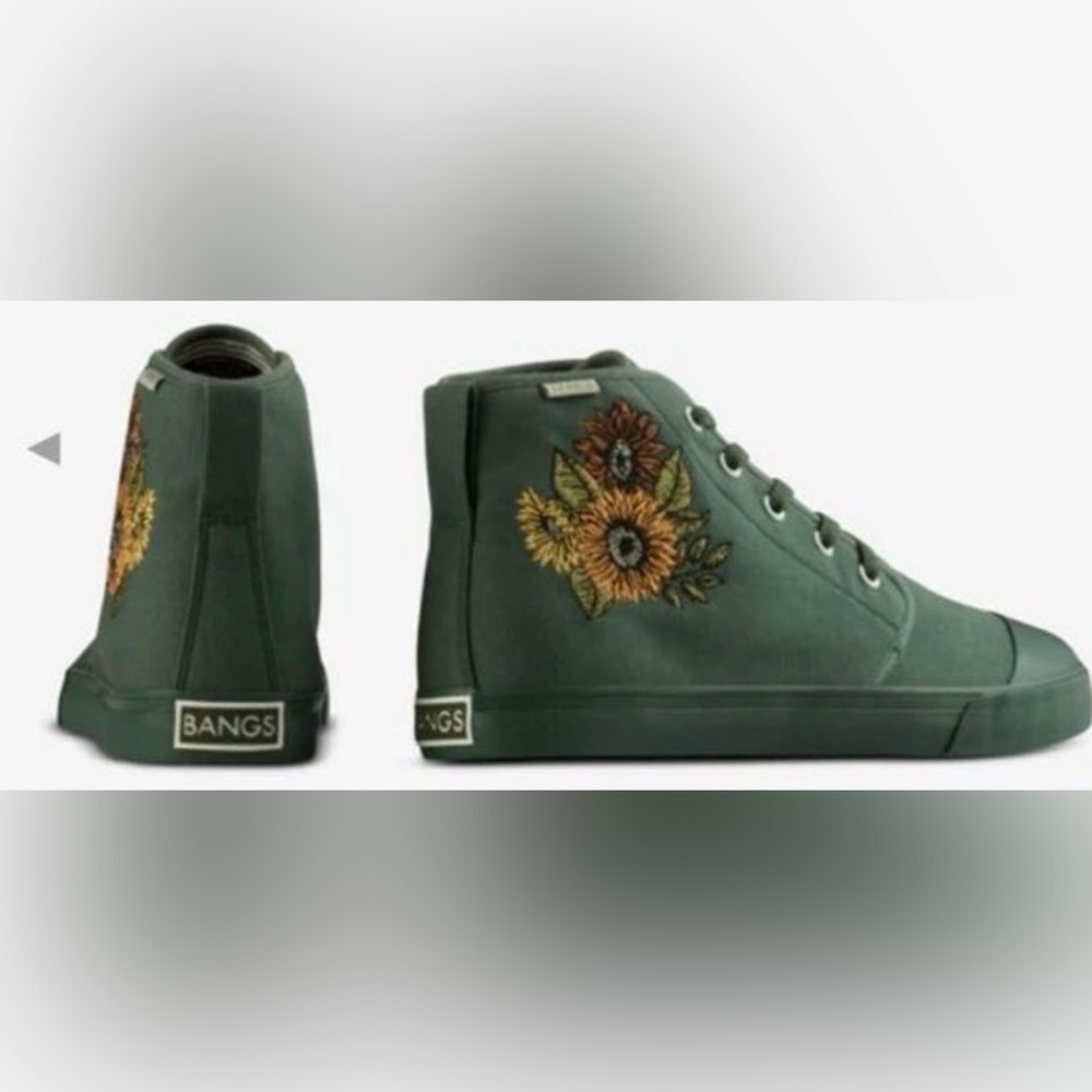 BANGS Harvest High-Top Sneakers with Floral Embroidery, sz 6